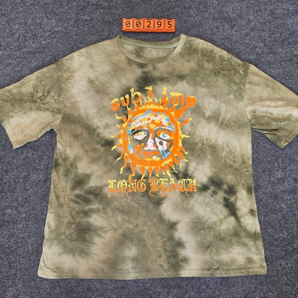 Sublime Long Beach Tie Dye T-Shirt with orange sun graphic.